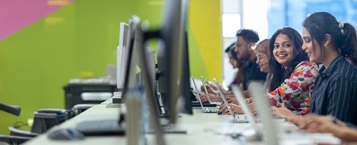 People working at computers