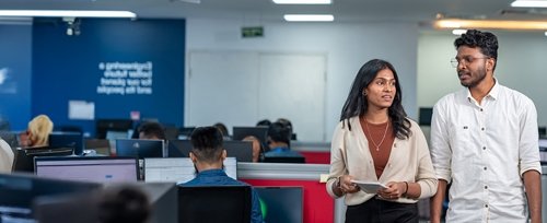 Man and woman talking