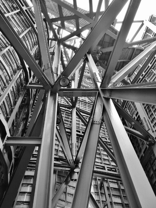 Steel structural framework of modern civil engineering project