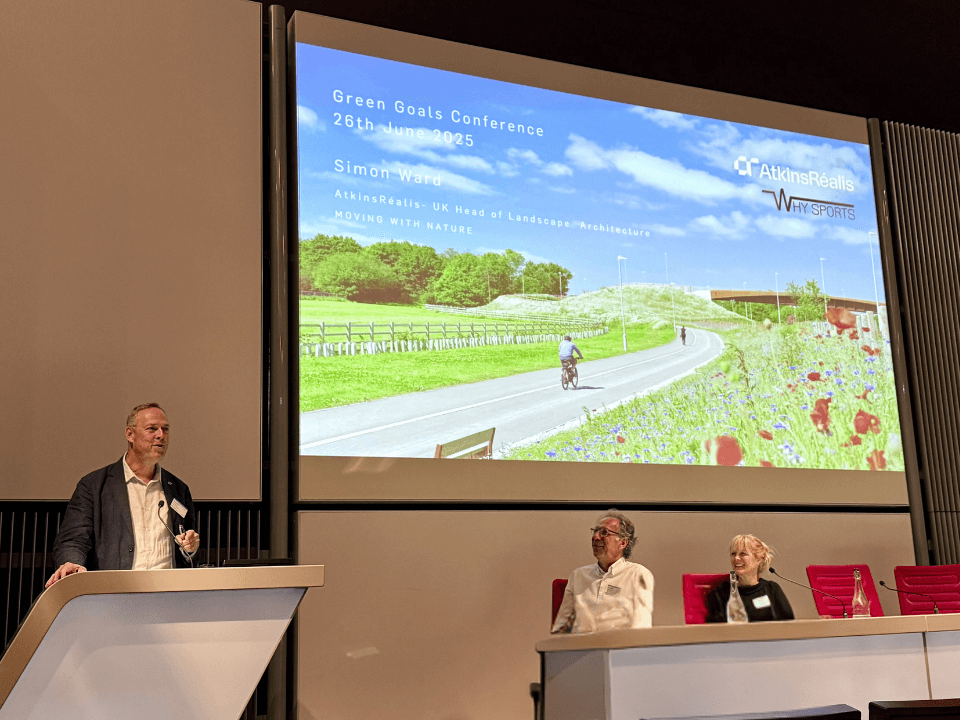 Simon Ward speaking at Green Goals Conference 2025