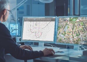 map on computer looking at maps