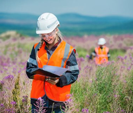 a worker on the field