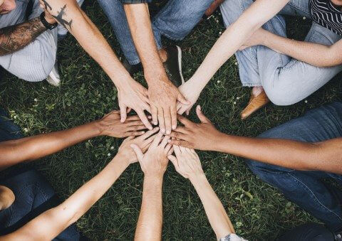 group of hands