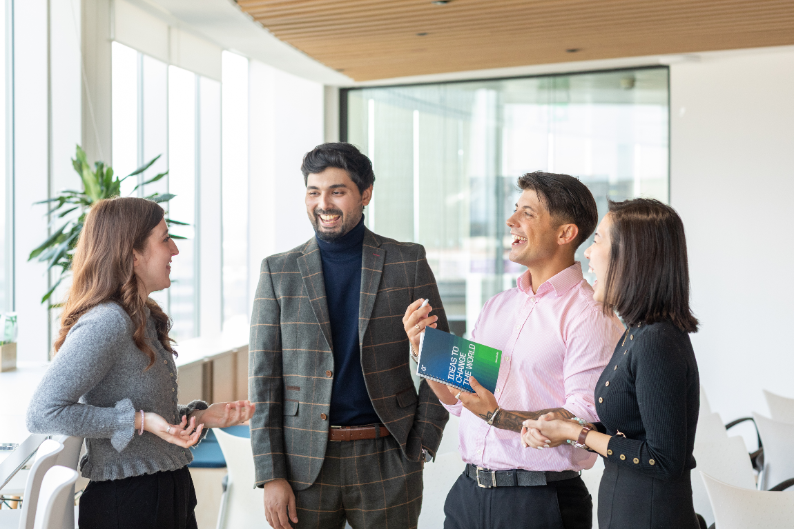 Employees having a conversation