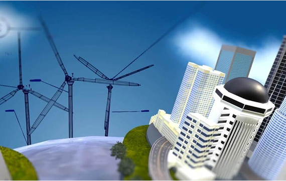 windmill and buildings