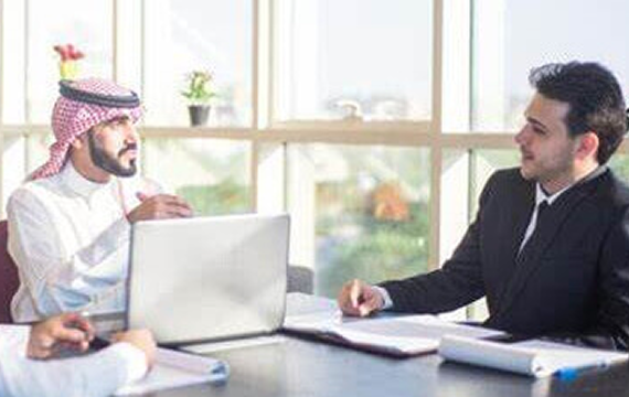 two people in a meeting