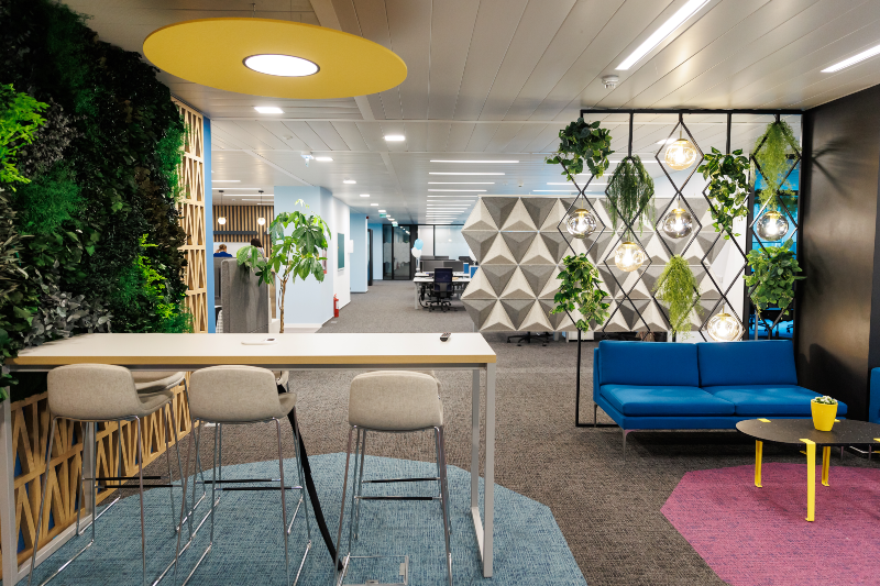 Contemporary office area with modern furnishings