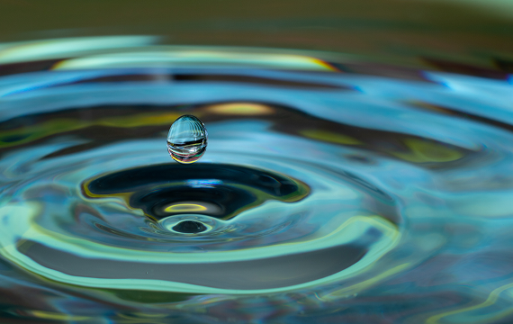 a water drop in a pond