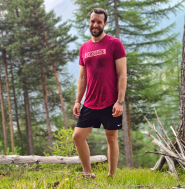 Man running outdoors wearing sportswear