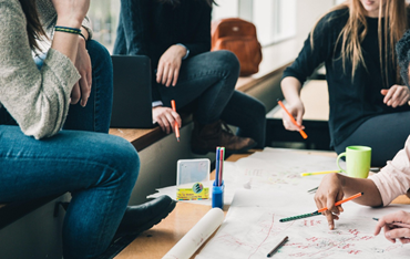 Group discussion among colleagues