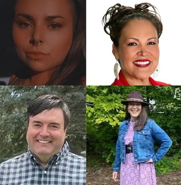 Photos d'employés diversifiés dans une grille de 4 portraits