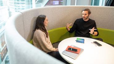 Two colleagues having a discussion