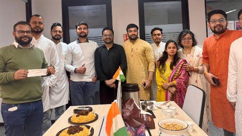 A picture of Alankrita and her colleagues on Independence day