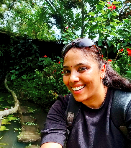 Selfie of Archana in a garden
