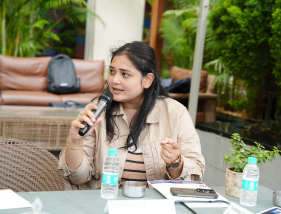 Sameera with a mic